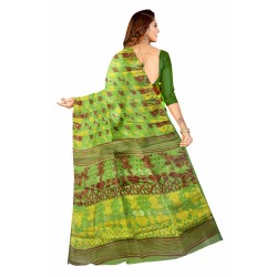 Deep Green Cotton Jamdani Saree